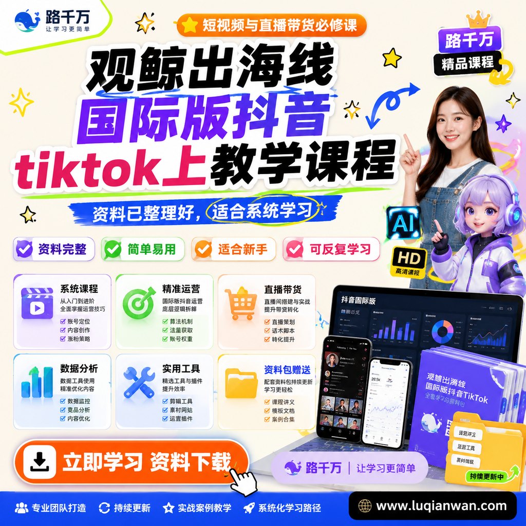 观鲸出海线国际版抖音tiktok上教学课程课程主图
