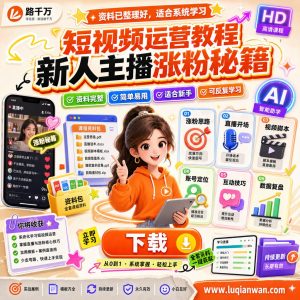短视频运营教程：新人主播从0开始的涨粉与直播实操指南