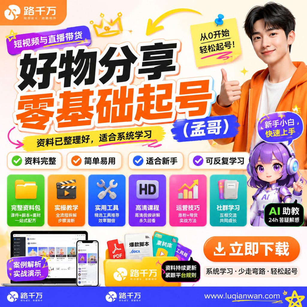 好物分享零基础起号（孟哥）课程主图