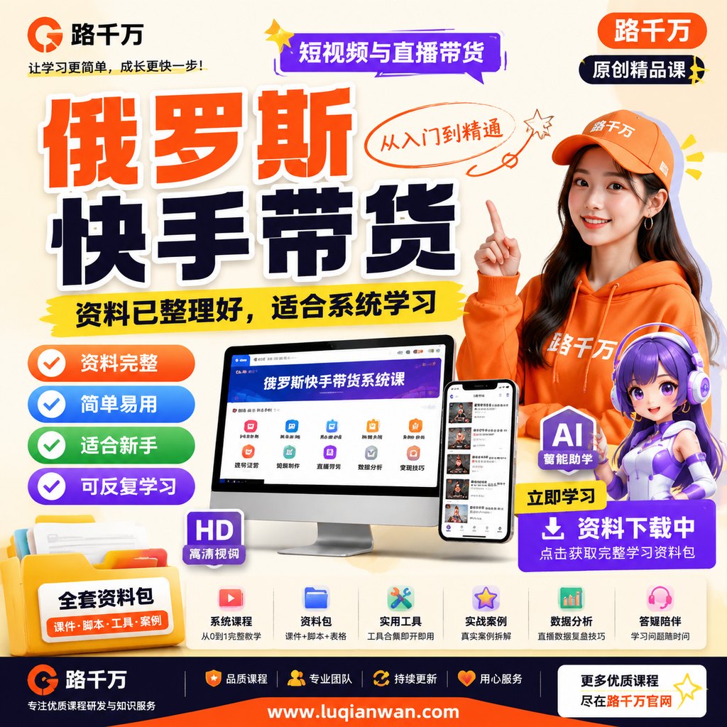 俄罗斯快手带货课程主图