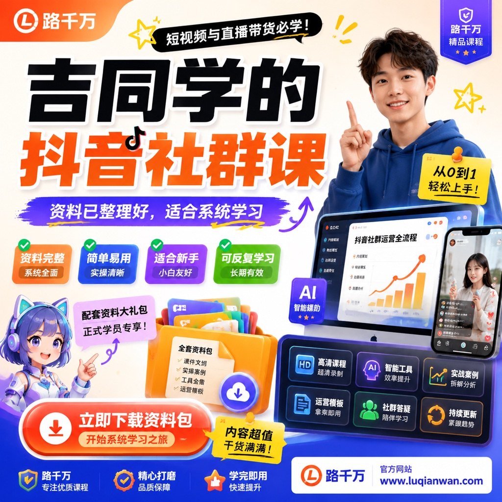 吉同学的抖音社群课课程主图