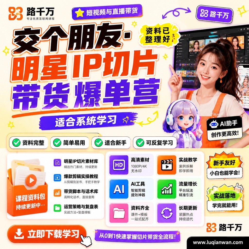 交个朋友·明星IP切片带货爆单营课程主图