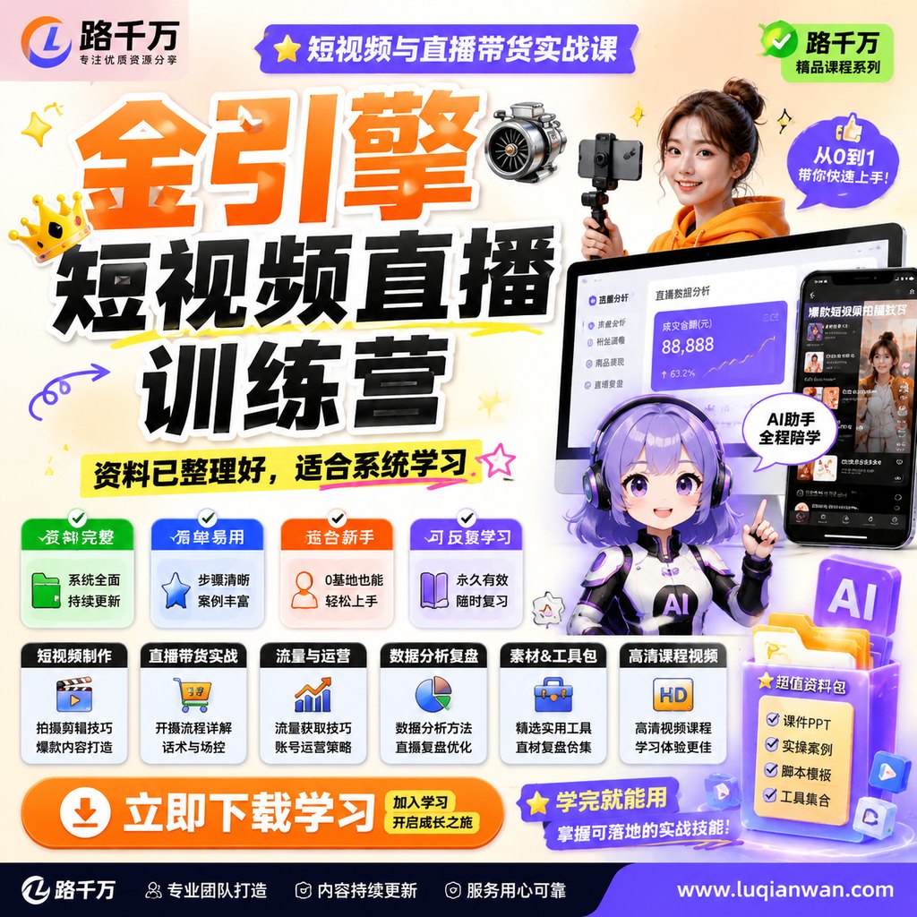 金引擎短视频直播训练营课程主图