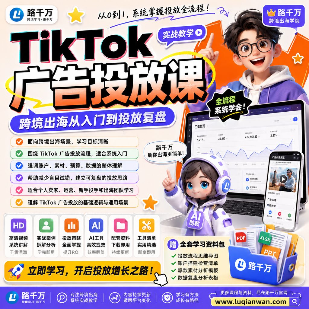 TikTok广告投放课程课程主图