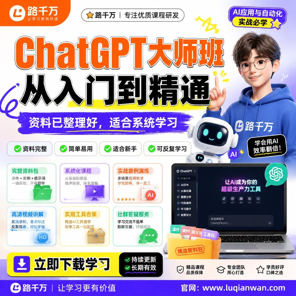 ChatGPT大师班 从入门到精通课程主图