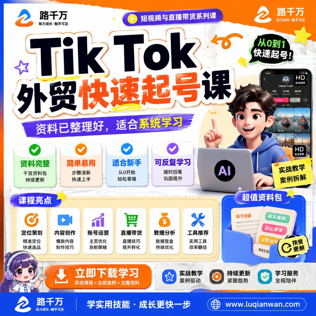 Tik Tok外贸快速起号课课程主图