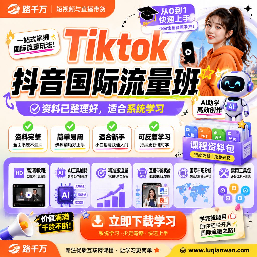 Tiktok抖音国际流量班课程主图
