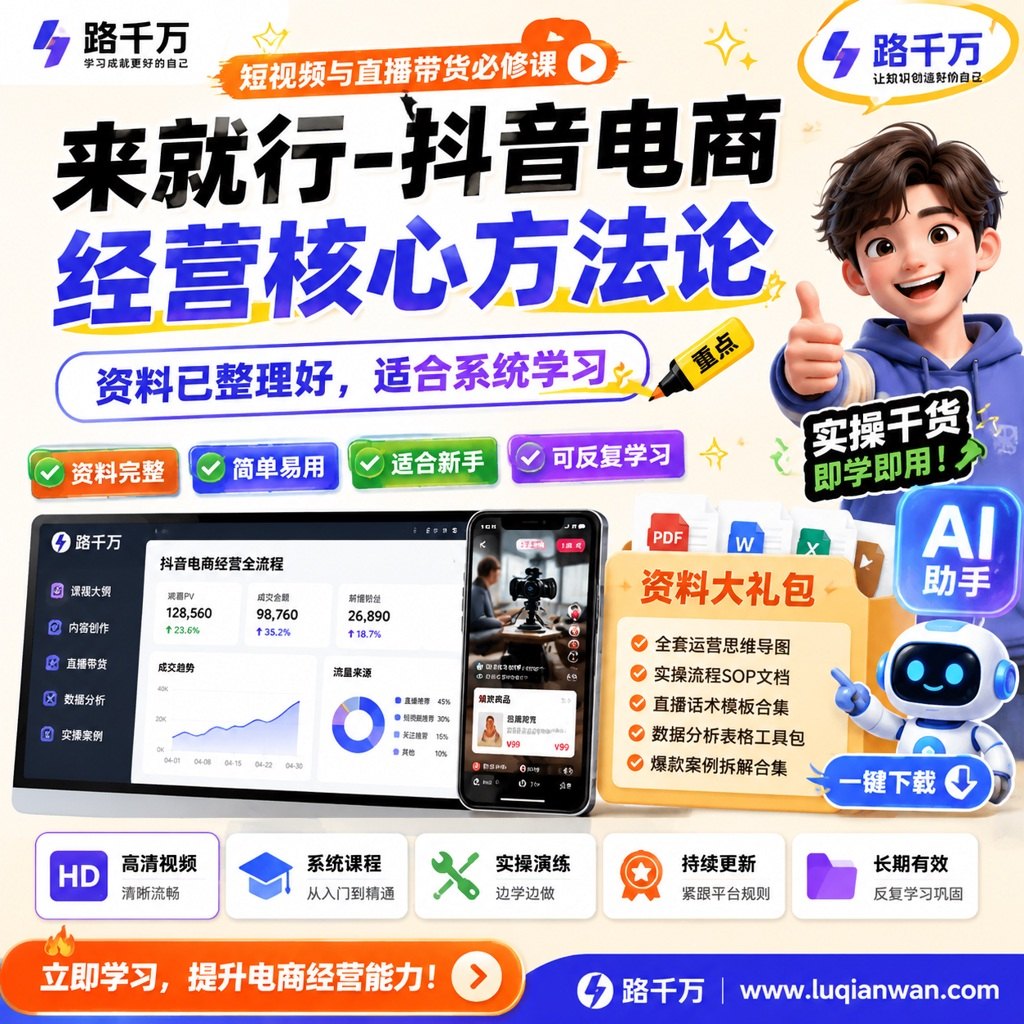 来就行-抖音电商经营核心方法论课程主图