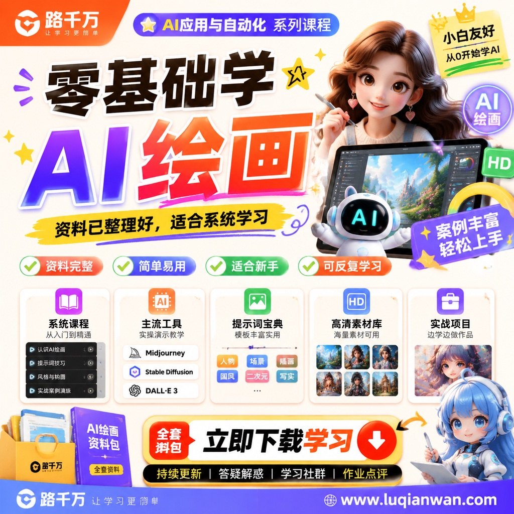 零基础学AI绘画课程主图