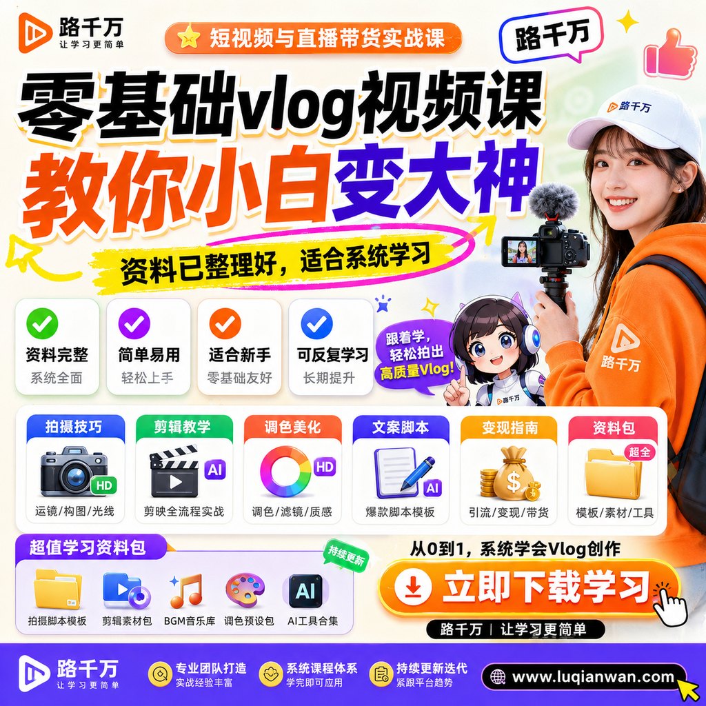 零基础vlog视频课教你小白变大神课程主图