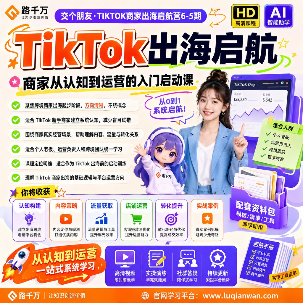 交个朋友·TIKTOK商家出海启航营6-5期课程主图