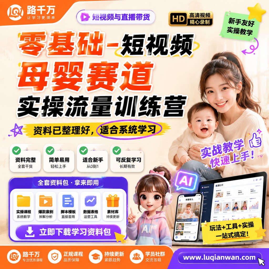 零基础-短视频母婴赛道实操流量训练营课程主图