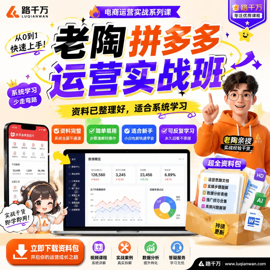 老陶拼多多运营实战班课程主图