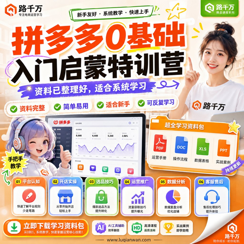 拼多多0基础入门启蒙特训营课程主图