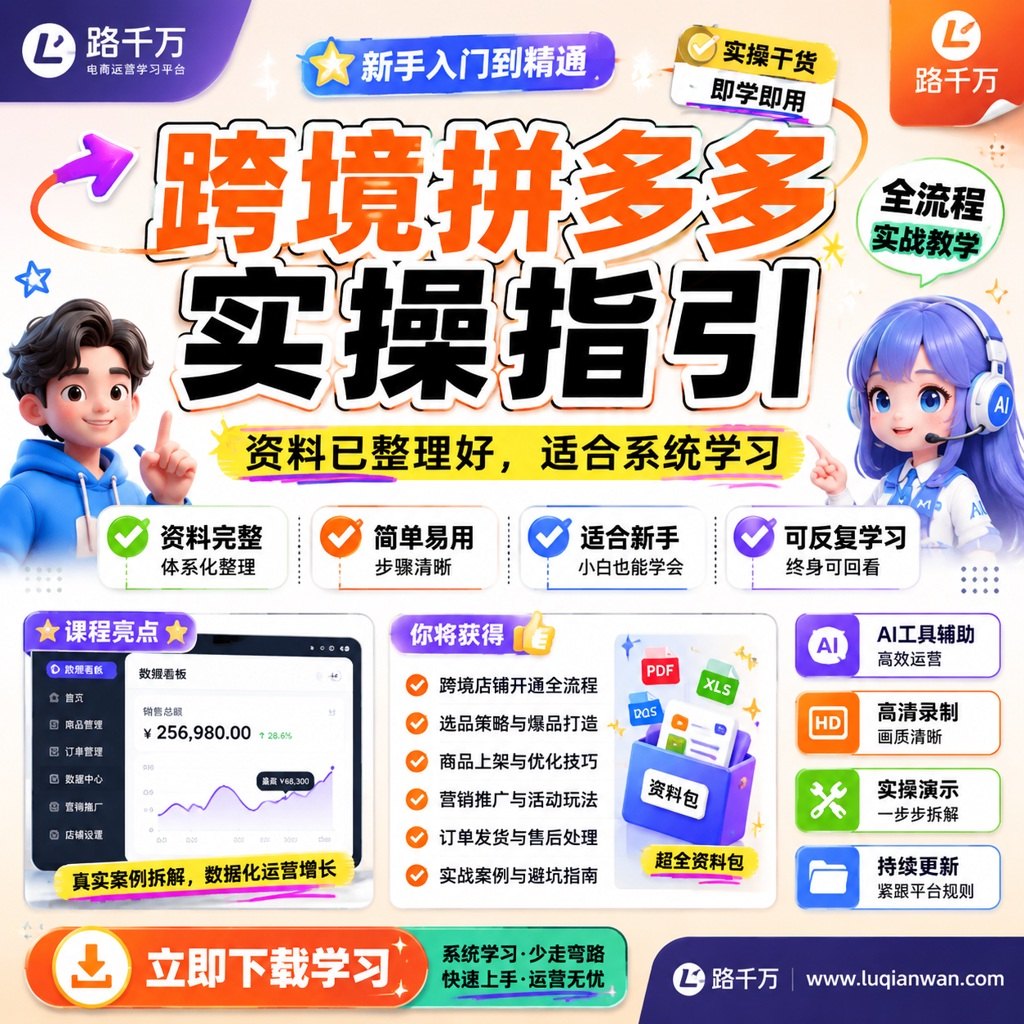 跨境拼多多实操指引课程主图