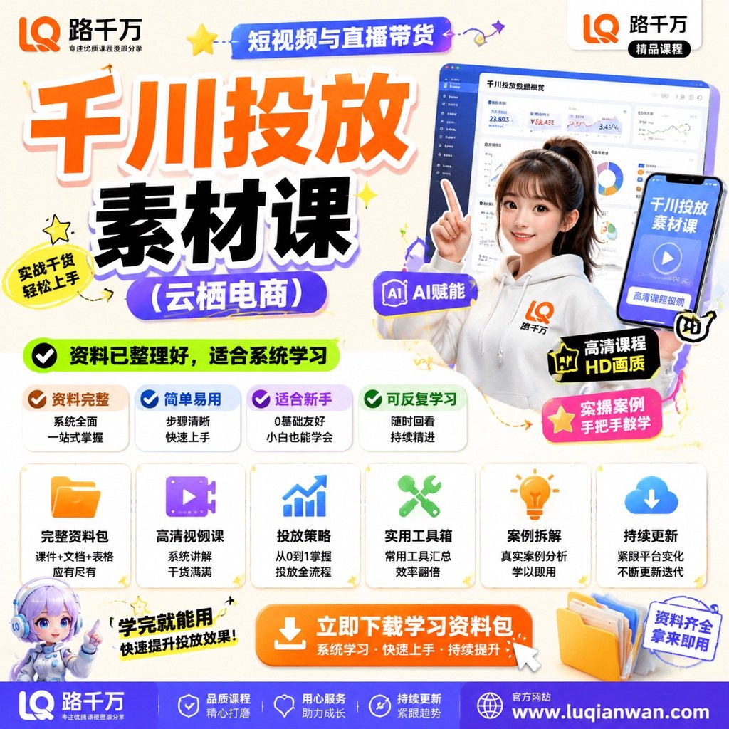千川投放素材课(云栖电商)课程主图