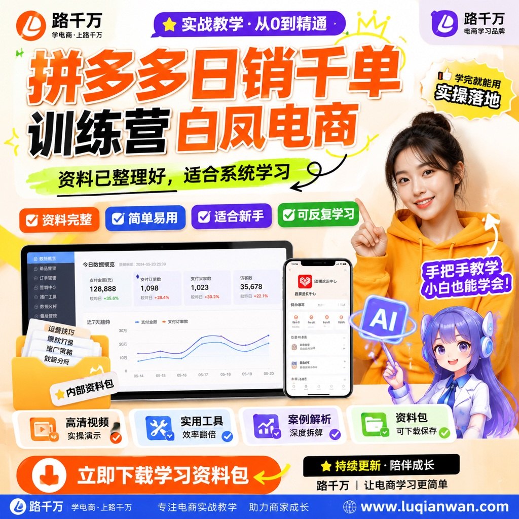 拼多多日销千单训练营白凤电商课程主图