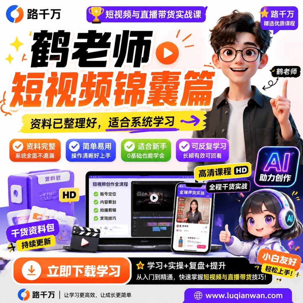鹤老师短视频锦囊篇课程主图