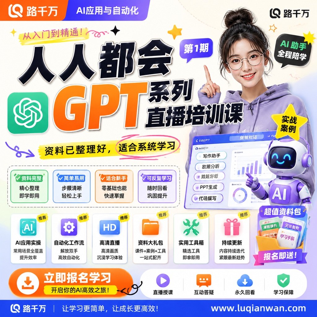 人人都会GPT系列直播培训课第1期课程主图