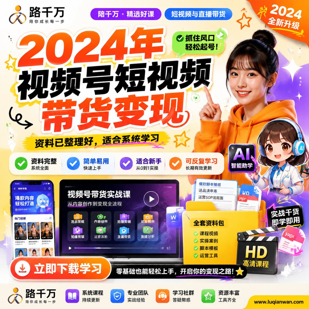 视频号短视频带货变现课程主图