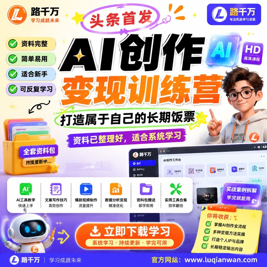 头条首发 AI创作变现训练营、打造属于自己的长期饭票课程主图