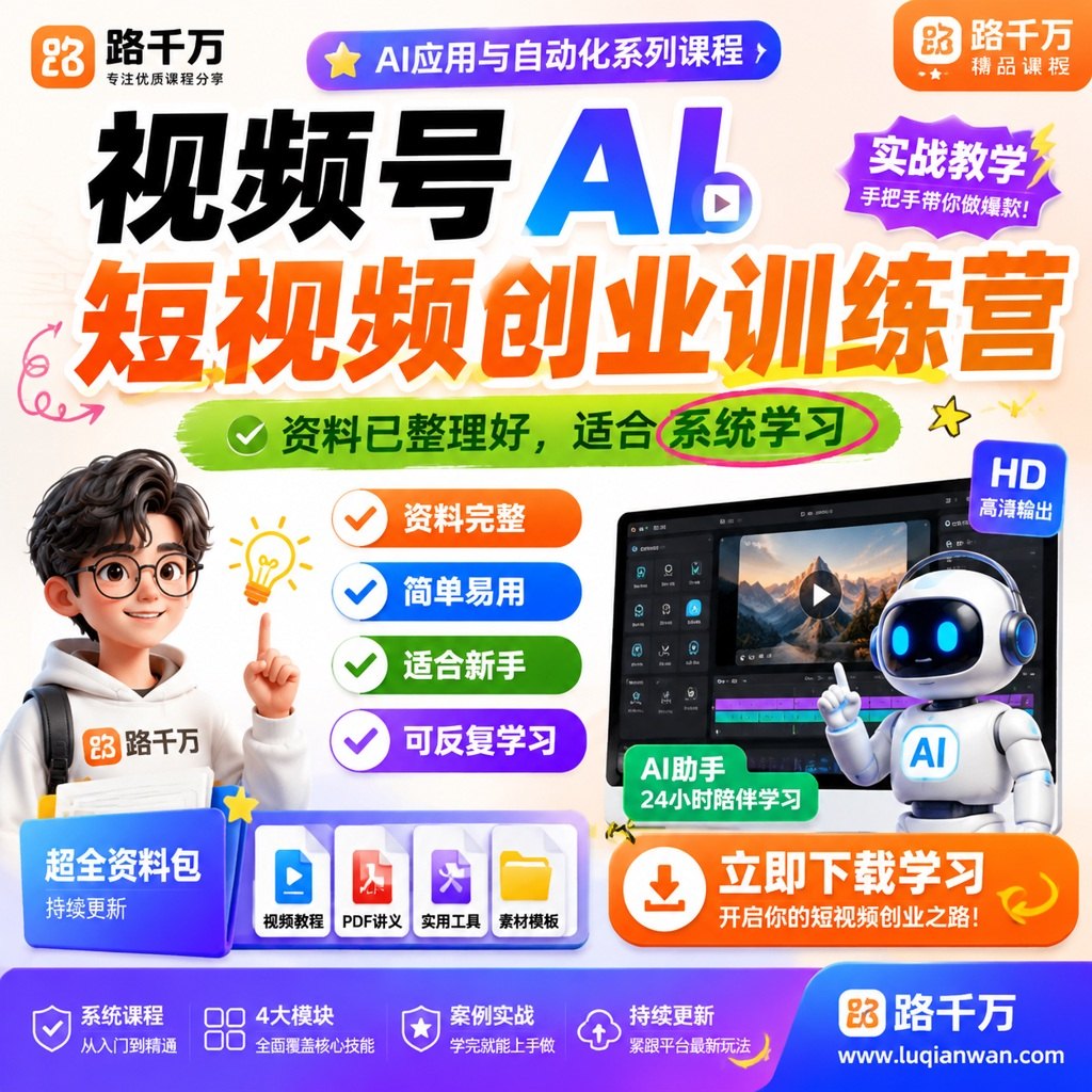 视频号AI短视频创业训练营课程主图