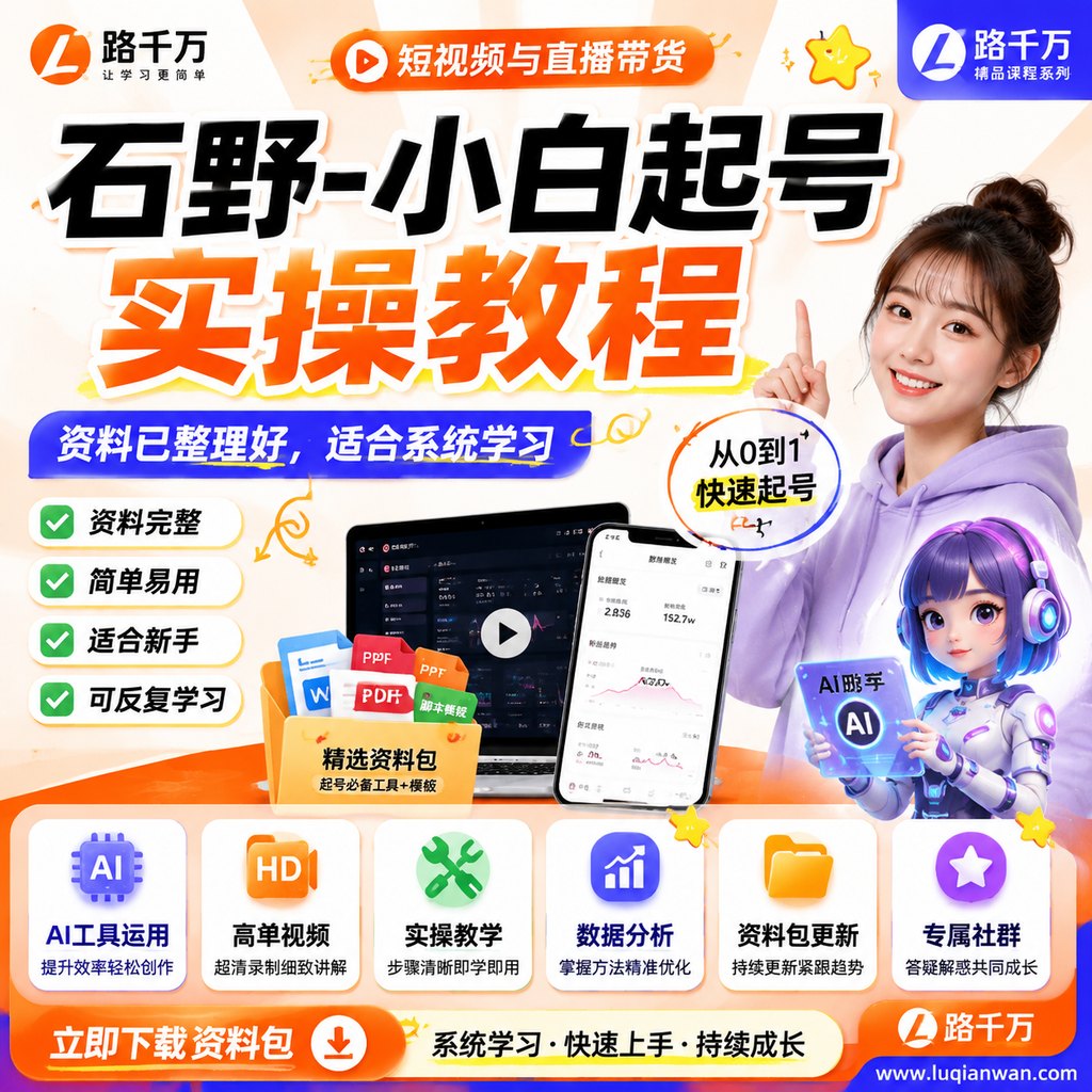石野-小白起号实操教程课程主图