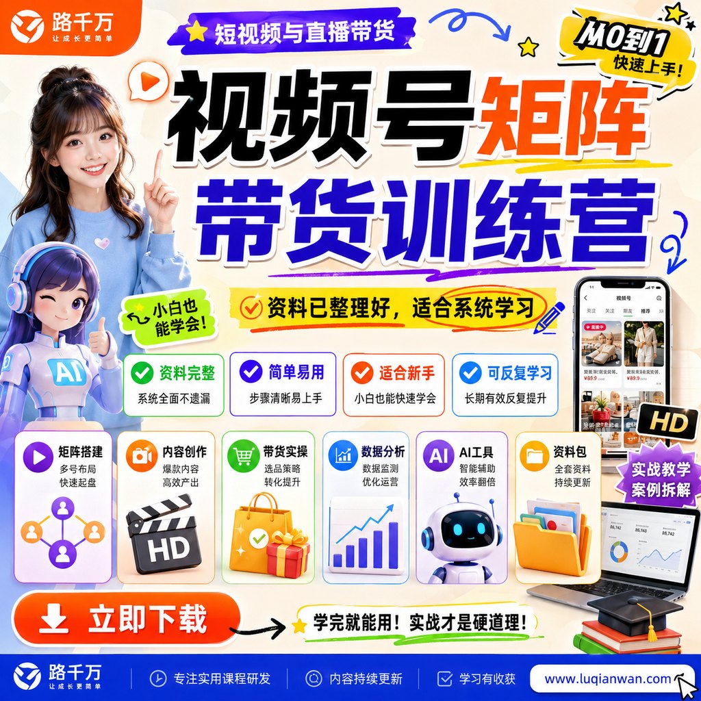 视频号矩阵带货训练营课程主图