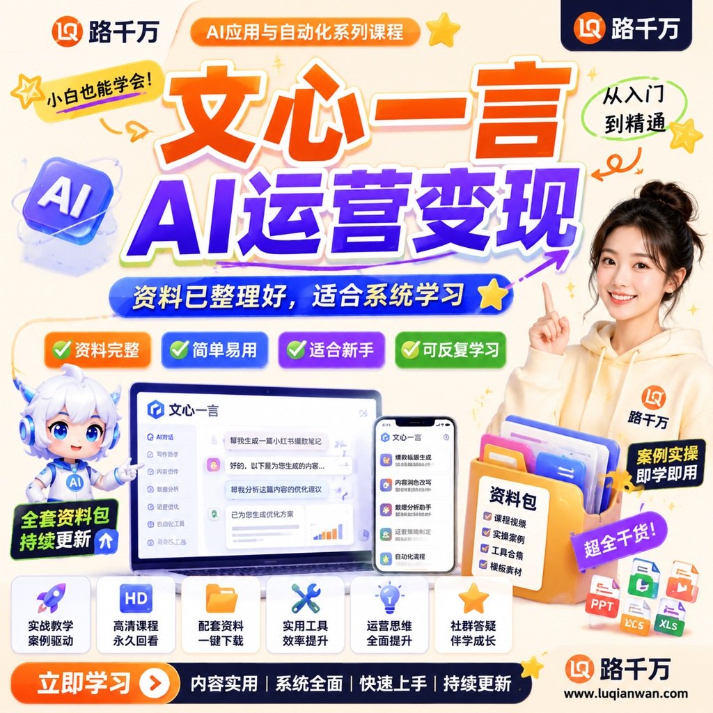 文心一言AI运营变现课程主图